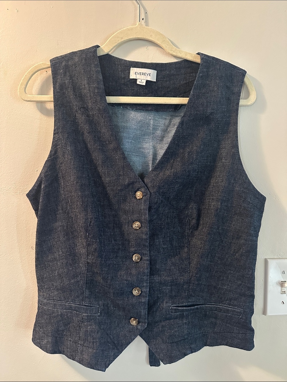 Evereve Dark Navy Denim Vest - Button Front